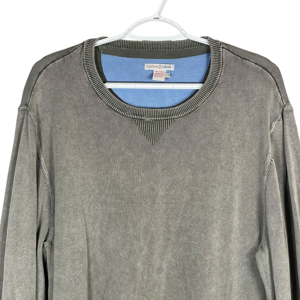 Carbon 2 Cobalt Sweater Mens L Olive Pullover Cotton Knit Long Sleeve‎